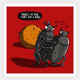 Funny Dung Beetles Vintage Dramatic Romantic Couple Cartoon Sticker